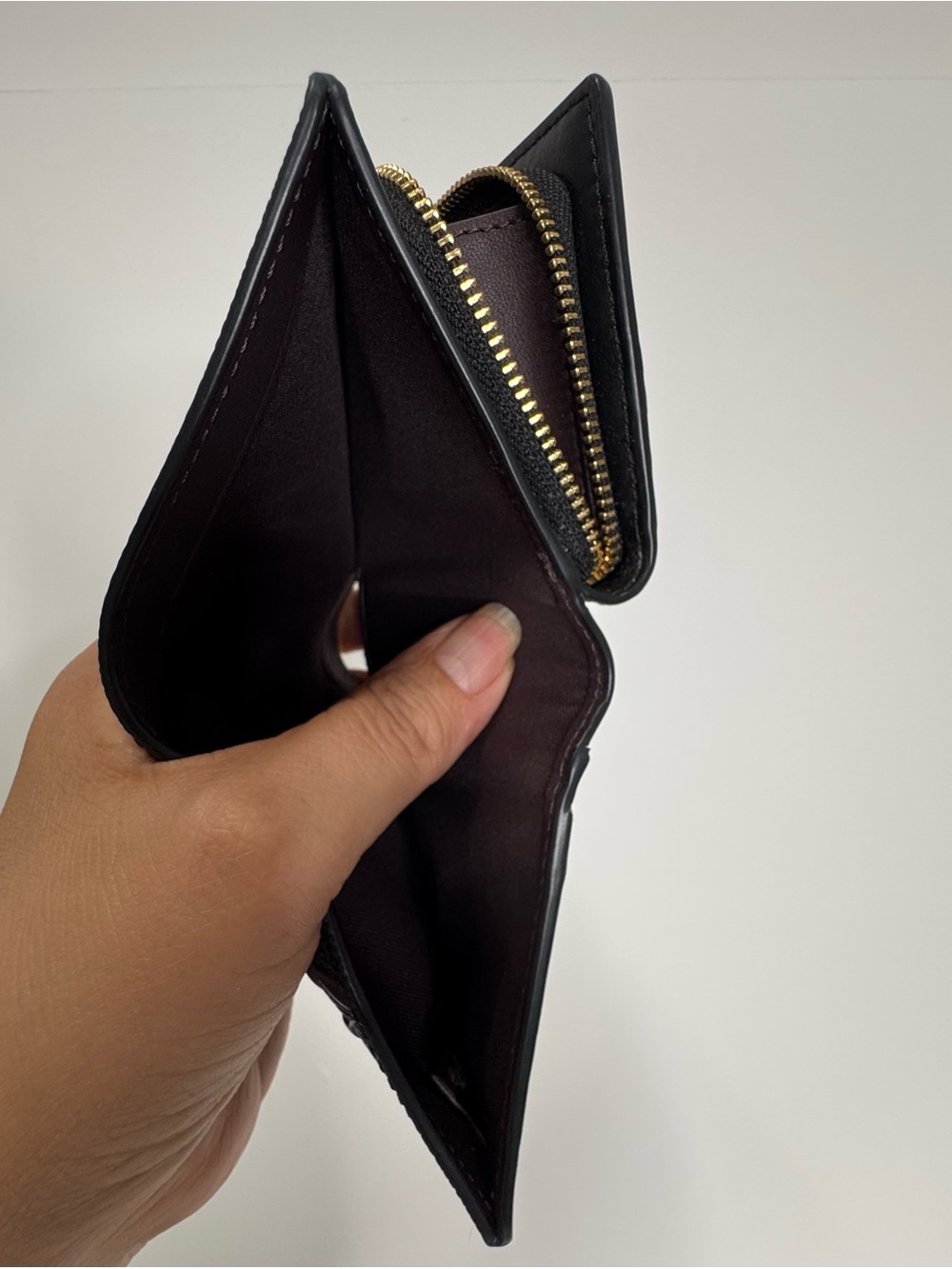 Coach Black Patent Signature Zip Wallet with Gold Logo - Picture 9 of 10